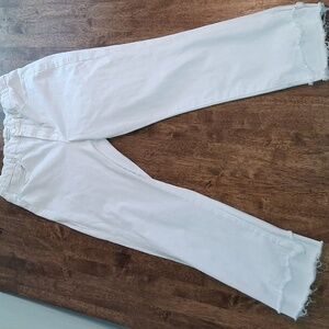 Good American Good Straight Teired Raw Hemn White Jeans 14/32